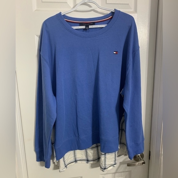 TOMMY Hilfiger Royal Blue and Plaid sweater - Picture 1 of 9